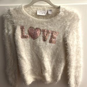 Fuzzy “love” sweater